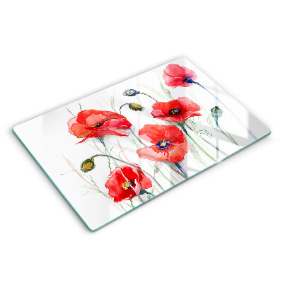 Protège plaque de cuisson Fleurs de coquelicots rouges