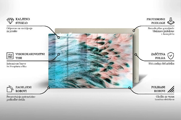 Protège plaque de cuisson Plumes d'oiseaux bohèmes