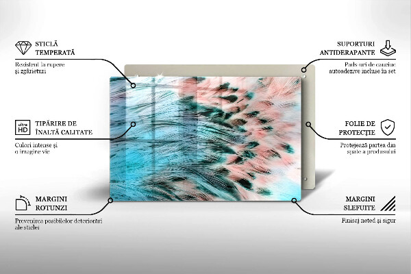 Protège plaque de cuisson Plumes d'oiseaux bohèmes