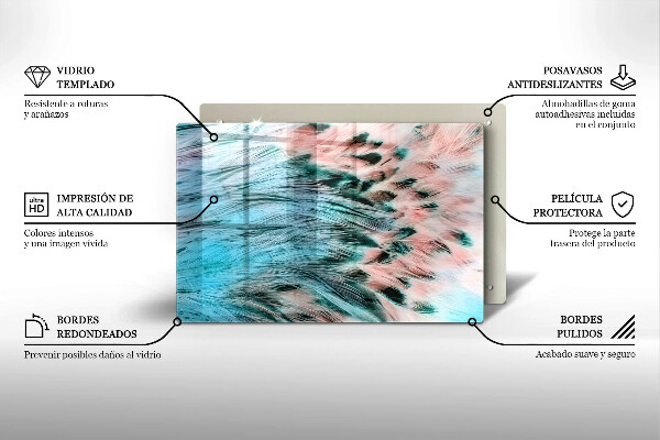 Protège plaque de cuisson Plumes d'oiseaux bohèmes