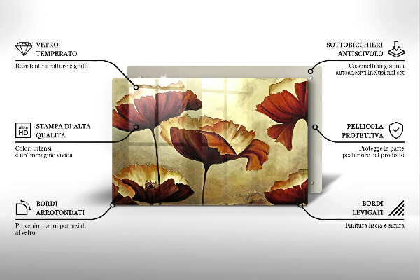 Protège plaque de cuisson Fleurs de bohème peintes