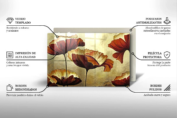 Protège plaque de cuisson Fleurs de bohème peintes