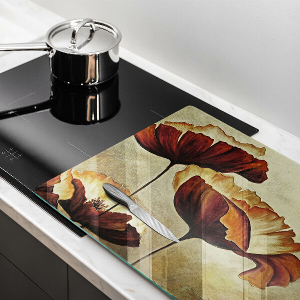 Protège plaque de cuisson Fleurs de bohème peintes