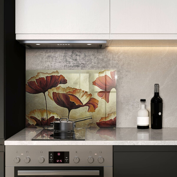 Protège plaque de cuisson Fleurs de bohème peintes