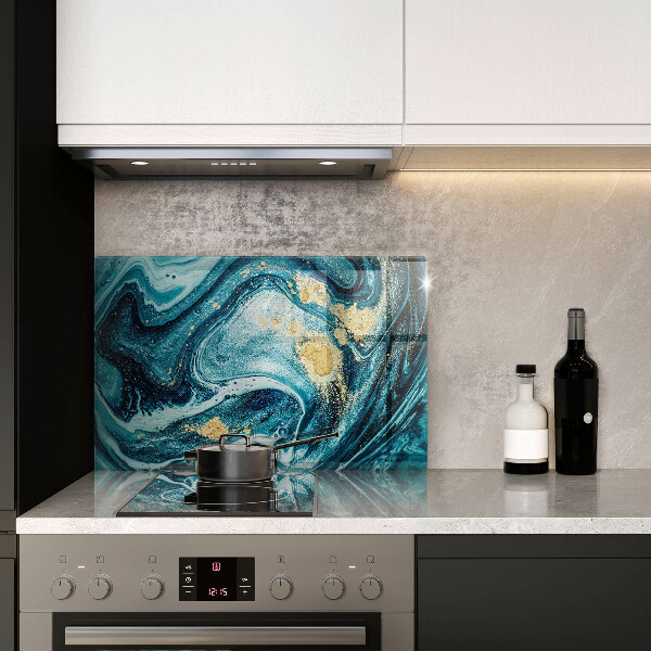 Protection pour plaque de cuisson Abstraction d'or bleu