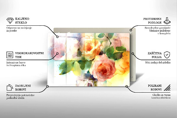 Protège plaque de cuisson Fleurs peintes