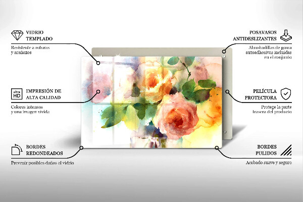 Protège plaque de cuisson Fleurs peintes