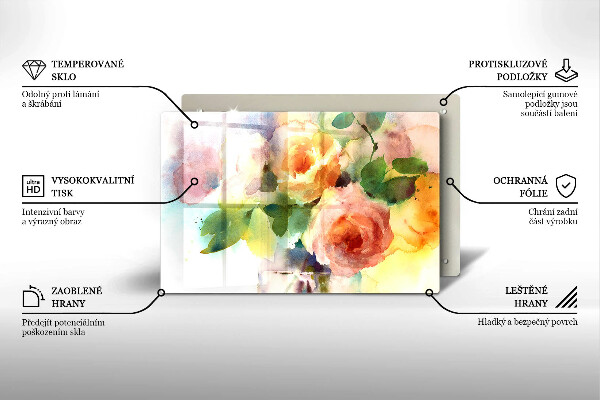 Protège plaque de cuisson Fleurs peintes