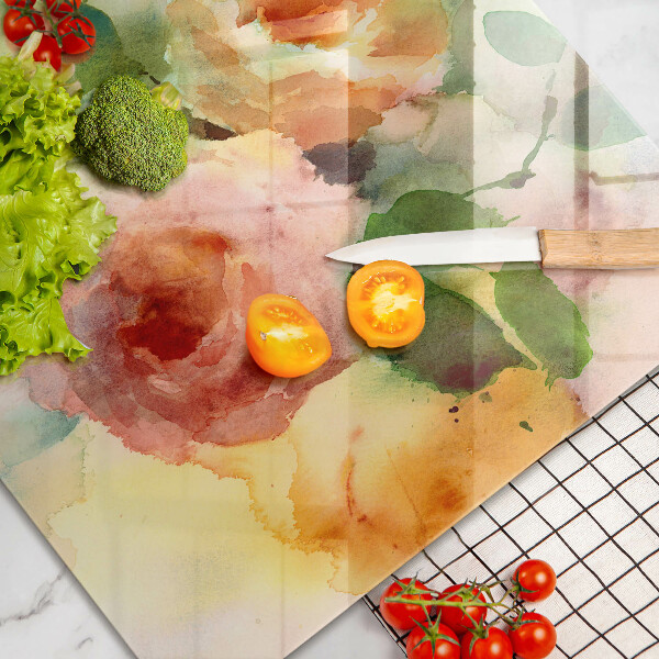 Protège plaque de cuisson Fleurs peintes