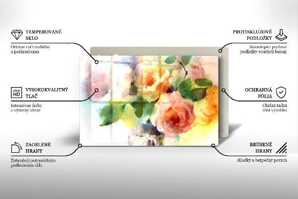 Protège plaque de cuisson Fleurs peintes