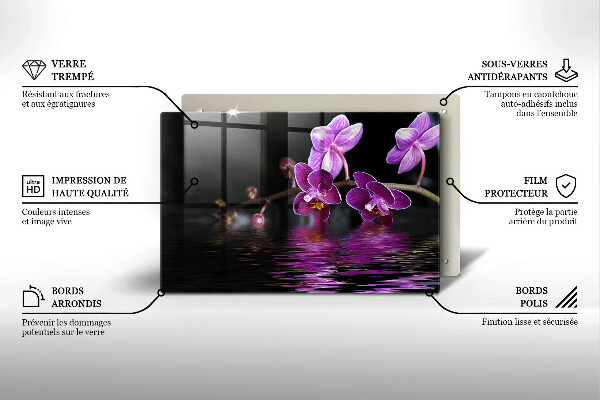 Protège plaque de cuisson Eau zen d'orchidée