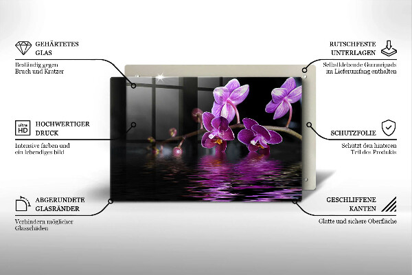 Protège plaque de cuisson Eau zen d'orchidée