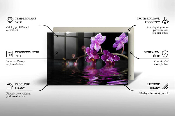 Protège plaque de cuisson Eau zen d'orchidée