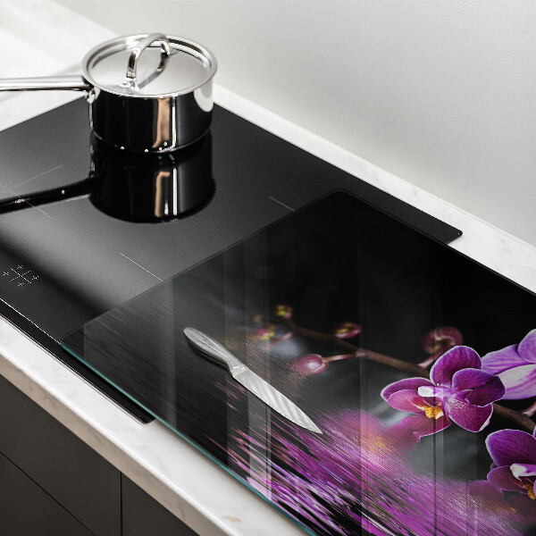 Protège plaque de cuisson Eau zen d'orchidée