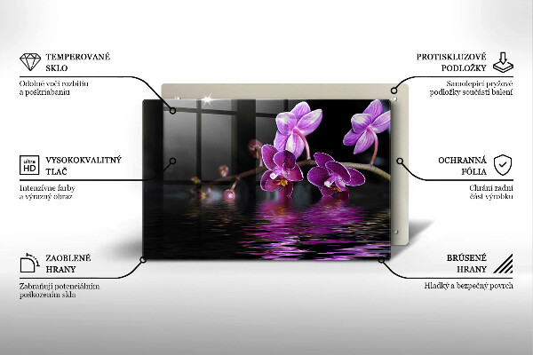 Protège plaque de cuisson Eau zen d'orchidée