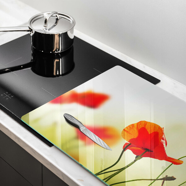 Protège plaque de cuisson Fleurs de coquelicots rouges