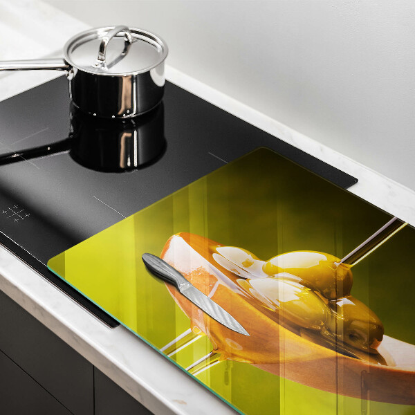 Protège plaque de cuisson Huile d'olive et olives