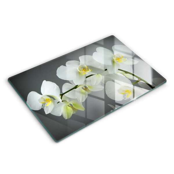 Protège plaque de cuisson Fleurs d'orchidées blanches