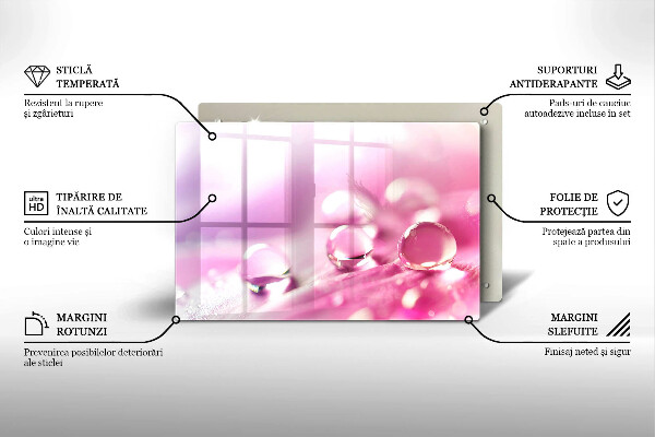 Protège plaque de cuisson Pétales de fleurs de rosée