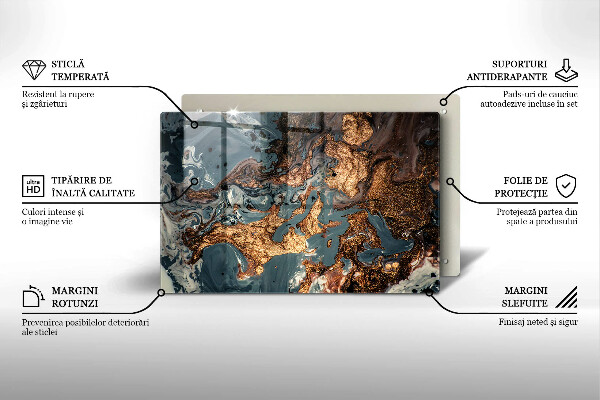 Protection pour plaque de cuisson Structure rocheuse dorée