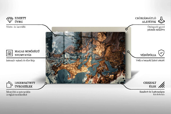 Protection pour plaque de cuisson Structure rocheuse dorée