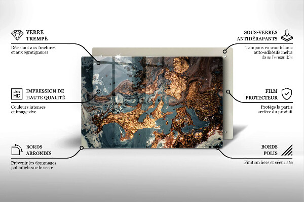 Protection pour plaque de cuisson Structure rocheuse dorée