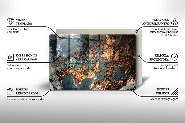 Protection pour plaque de cuisson Structure rocheuse dorée