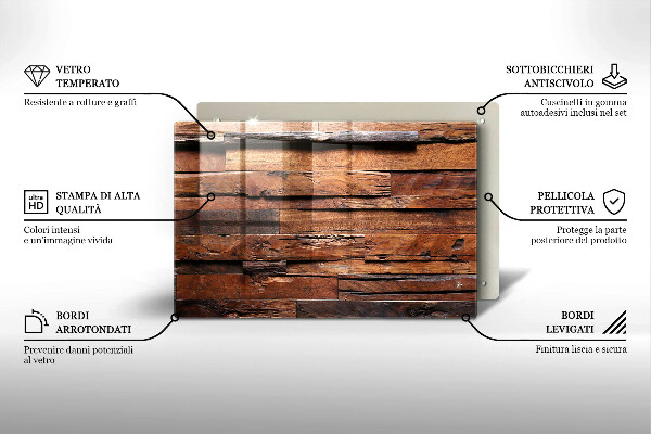 Protège plaque de cuisson Planches de bois décoratives