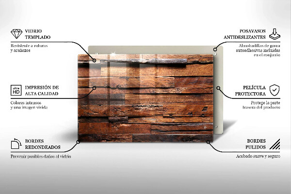 Protège plaque de cuisson Planches de bois décoratives