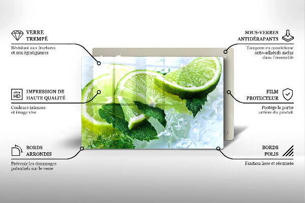 Protège plaque de cuisson Citron vert menthe et glace