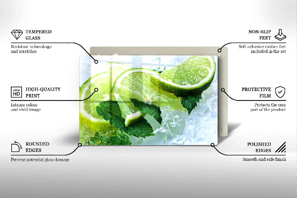 Protège plaque de cuisson Citron vert menthe et glace