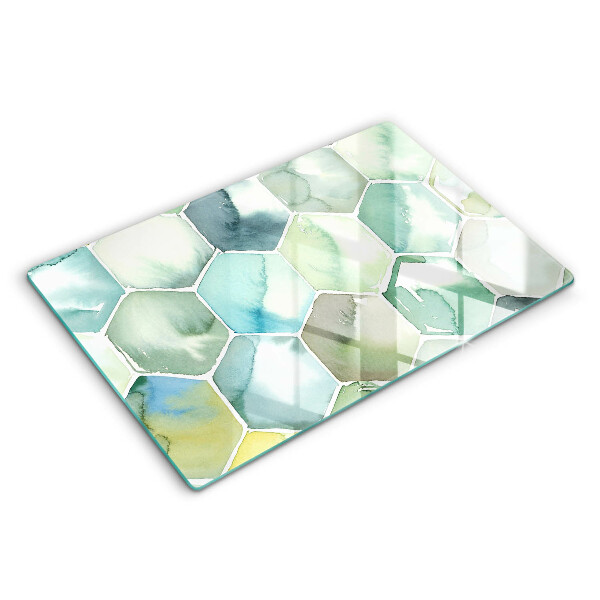 Protection pour plaque de cuisson Hexagones aquarelle