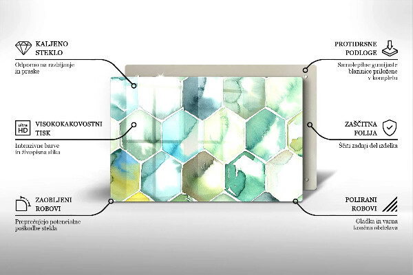 Protection pour plaque de cuisson Hexagones aquarelle