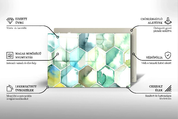 Protection pour plaque de cuisson Hexagones aquarelle