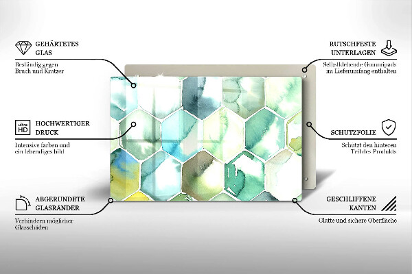 Protection pour plaque de cuisson Hexagones aquarelle