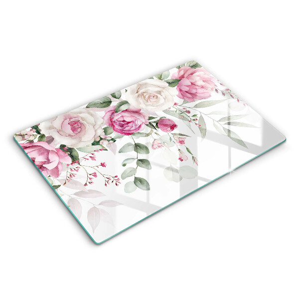 Protection pour plaque de cuisson Roses aquarelles