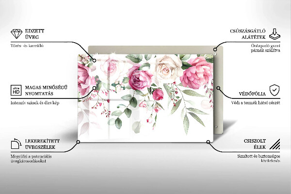 Protection pour plaque de cuisson Roses aquarelles