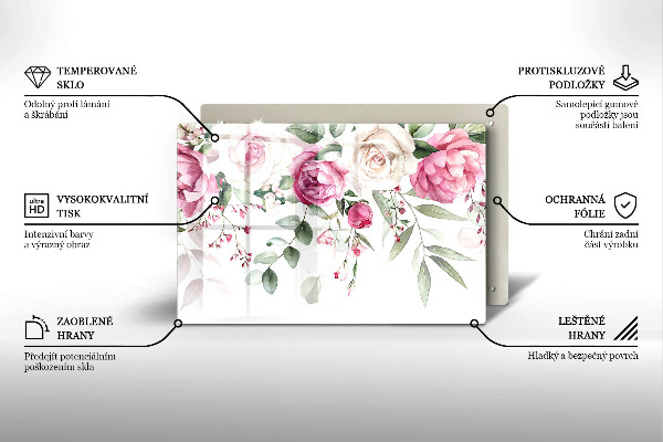 Protection pour plaque de cuisson Roses aquarelles