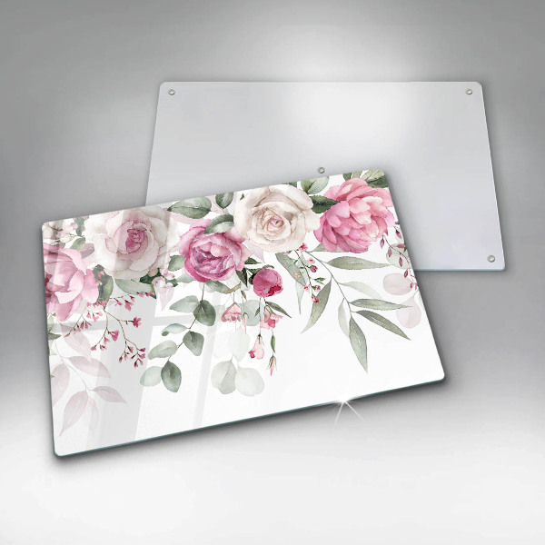 Protection pour plaque de cuisson Roses aquarelles