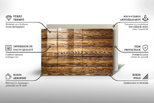 Protège plaque de cuisson Planches texturées en bois