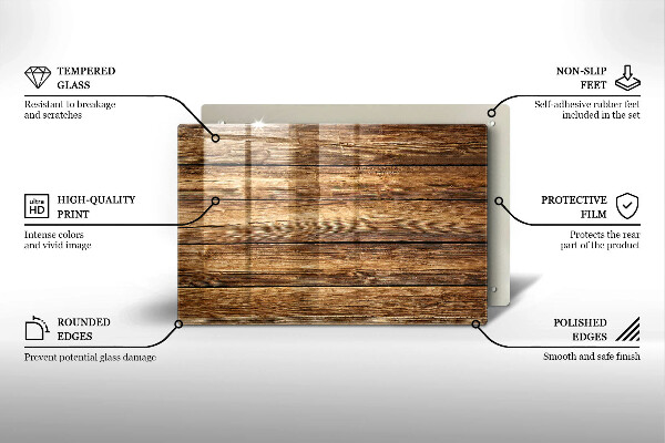 Protège plaque de cuisson Planches texturées en bois