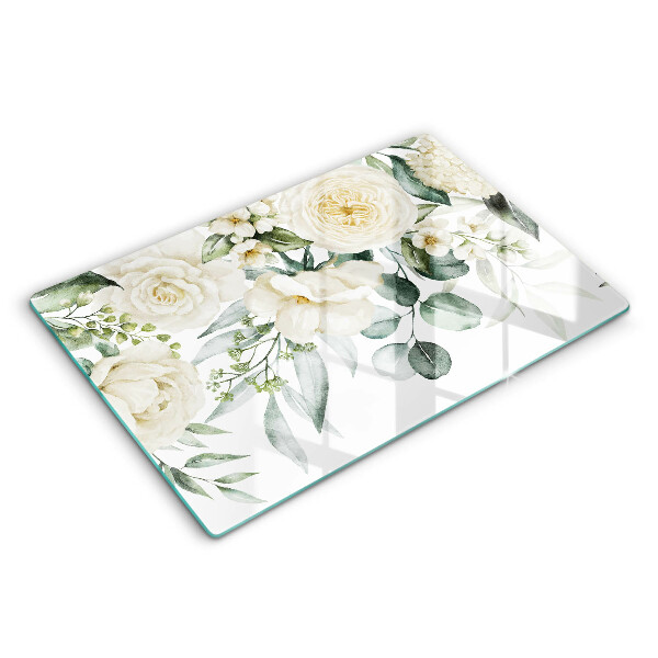 Protection pour plaque de cuisson Fleurs aquarelles