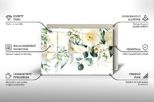 Protection pour plaque de cuisson Fleurs aquarelles