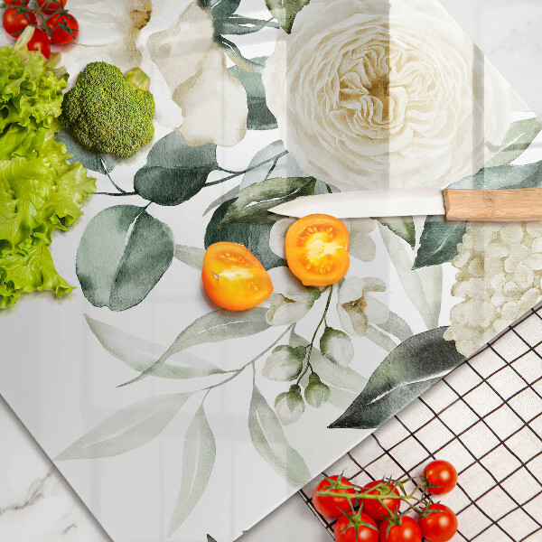 Protection pour plaque de cuisson Fleurs aquarelles