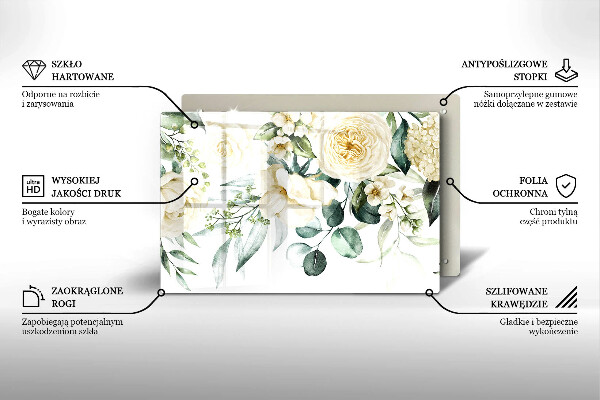 Protection pour plaque de cuisson Fleurs aquarelles