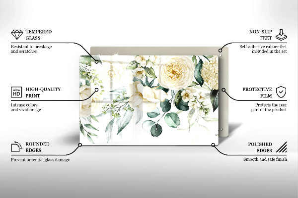 Protection pour plaque de cuisson Fleurs aquarelles