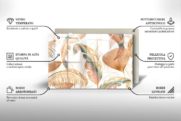 Protection pour plaque de cuisson Plumes et feuilles de bohème