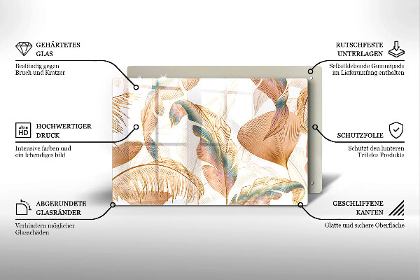 Protection pour plaque de cuisson Plumes et feuilles de bohème