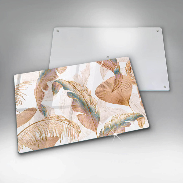 Protection pour plaque de cuisson Plumes et feuilles de bohème