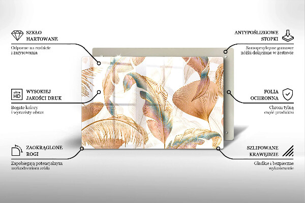 Protection pour plaque de cuisson Plumes et feuilles de bohème